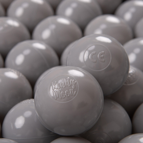 KiddyMoon Soft Plastic Play Balls ∅ 6cm / 2.36 Multi Colour Made in EU, grey, 500 Balls/6cm-2.36in