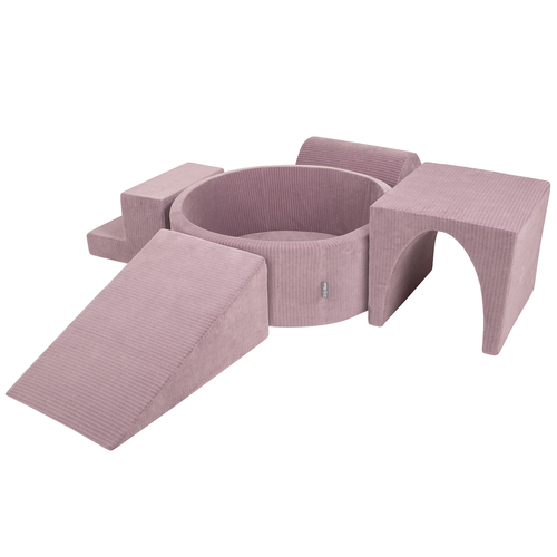 KiddyMoon Foam Playground For Kids Soft Textured Safe Blocks, purple: pastel blue/perle/powder pink/white, Ballpit (200 Balls) + Version 3