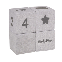 KiddyMoon Soft Foam Cubes Building Blocks 14cm for Children Multifunctional Foam Construction Montessori Toy for Babies, Certified Made in The EU, light grey-print, 4 Pieces