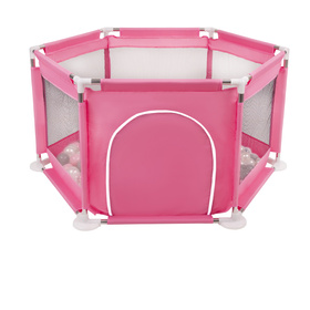 hexagon 6 side play pen with plastic balls, Pink:pearl/grey/transparent/powder pink, 400 balls