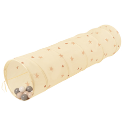 Pop-Up Play Crawl Tunnel with balls for Toddlers Kids, Light Beige: Pastel Beige/Gray/White, 200 Balls