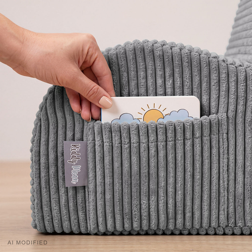 KiddyMoon Children's Polyester Armchair with Side Pocket, dark grey, One Size