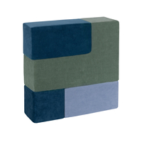KiddyMoon Soft Foam Cubes with Velvet Cover Building Blocks for Children, laguna blue-forest green-ice blue-grey mountains, 9 Pieces