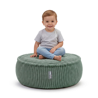 KiddyMoon pouf for kids with corduroy, removable cover KM-PF-DONUT, green, L