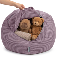 KiddyMoon Bean Bag for Children 2-in-1 Storage for Toys 80x80x50cm, fioletowy