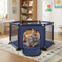 hexagon 6 side play pen with plastic balls, Blue, x