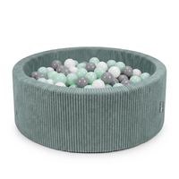 KiddyMoon Ball Pit for Baby and Toddler, Soft Play Ball Pit, 90 x 30 cm with 200 Balls, Soft Foam Ball Pool, Ribbed Washable Cover, Green: White/Grey/Mint, 90 x 30 cm / 200 Balls