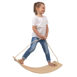 KiddyMoon Wooden Balance Board for Children Wooden Swing Board with Rope Montessori Toy for Kids Made of Wood Balancing Wobble Board for Babies 80x30cm, natural, board