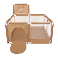 square play pen filled with plastic balls basketball, beige:pastel beige/pastel blue/pastel yellow/mint, 200 balls