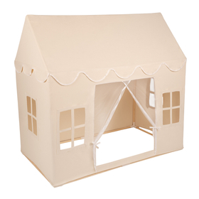 KiddyMoon Playhouse For Kids Foldable Tent Child's Play Cotton Fabric Easy To Assemble Indoor And Outdoor Use With Windows And Doors Encourages Creative Play Compact Storage, natural, No Balls