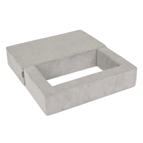 KiddyMoon Modular Foam Sofa for Children's with Balls Lightweight Sofa For Kids Room Comfortable Space-Saving with Storage Room Fabric Safe and Fun for Kids, light gray: pastel beige/green-grey/pastel yellow/white, Sofa + 100 Balls