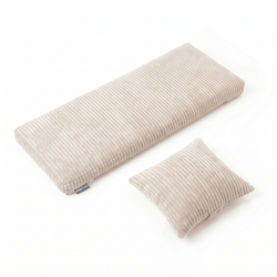 KiddyMoon Cushion Set For Balance Board Mattress and Pillow Ribbed Fabric Washable Cover, beige, Mattress/Pillow