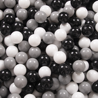 KiddyMoon Baby Foam Ball Pit with Balls ∅ 7cm / 2.75in Made in EU, light grey:white/black/grey, 90 x 30 cm / 300 Balls