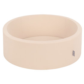 KiddyMoon Baby Foam Ball Pit with Balls ∅ 7cm / 2.75in, beige: pastel beige/white/pearl, 90x30cm/200 balls
