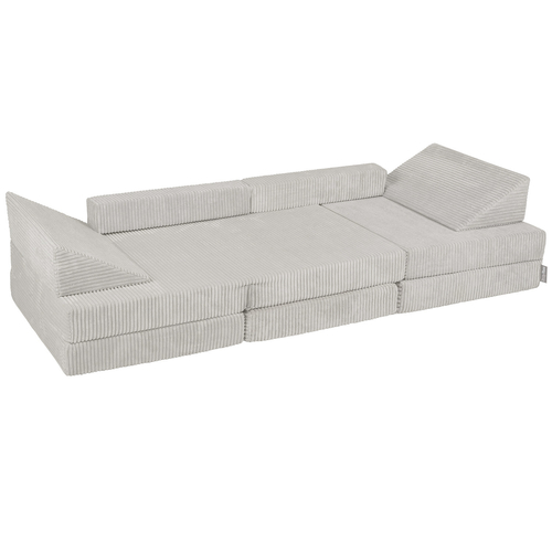KiddyMoon Foam Sofa for Children Multifunctional Mattress Armchair Kids Foldable  Bed Folding Toddler Couch Chair for Playroom Bedroom Living Room, light grey, 140x55x30 cm
