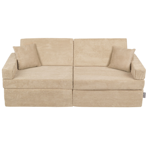KiddyMoon Foam Sofa for Children Multifunctional Mattress Armchair Kids Foldable  Bed Folding Toddler Couch Chair for Playroom Bedroom Living Room, beige, Sofa with 2 Pillows
