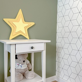 KiddyMoon wall decor kids room nursery wood mdf multiple shapes 3D, star: yellow, UNI