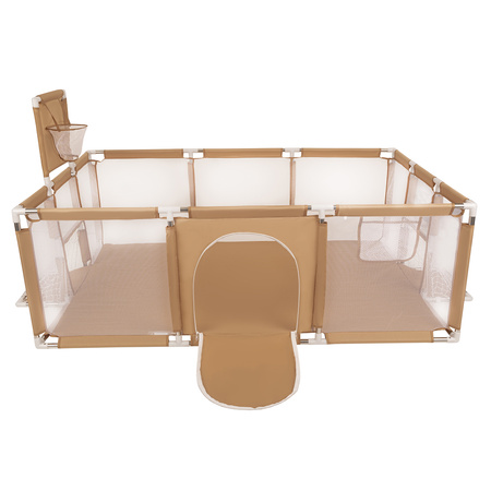 Baby Playpen Big Size Playground with Plastic Balls for Kids, beige:dark turquoise/pastel beige/pearl, 200 balls