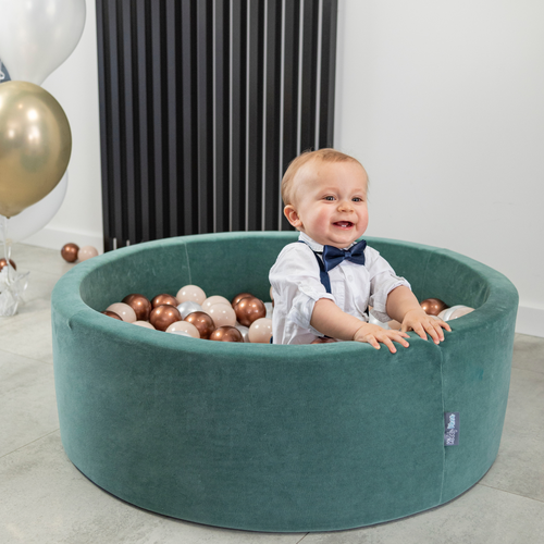 KiddyMoon Baby Ball Pit Soft Foam For Infants And Toddlers From 8 Months Removable Cotton Cover, Spring: l.green/green/yellow/light pink/pink, 90 x 30 cm / 300 Balls