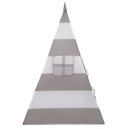 Teepee Tent for Kids Play House With Balls Indoor Outdoor Tipi, grey and white stripes: white/grey/mint, 100 Balls