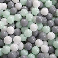 KiddyMoon Foam Playground for Kids with Square Ball pit ( ∅ 7cm/2.75In) Soft Obstacles Course and Ball Pool, Certified Made In The EU, darkblue:white/grey/mint, Ballpit (200 Balls) + Wedge