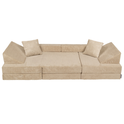 KiddyMoon Foam Sofa for Children Multifunctional Mattress Armchair Kids Foldable  Bed Folding Toddler Couch Chair for Playroom Bedroom Living Room, beige, Sofa with 2 Pillows