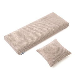KiddyMoon Cushion Set For Balance Board Mattress and Pillow Ribbed Fabric Washable Cover, dark beige, Mattress/Pillow