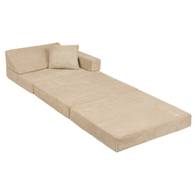 KiddyMoon Armchair Kids Foldable Children Multifunctional Foam Mattress Sofa Bed Folding Toddler Couch Chair for Playroom Bedroom Living Room, beige, Armchair with Pillow