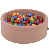 KiddyMoon Soft Ball Pit Round ∅ 7cm / 2.75In for Kids, Foam Velvet Ball Pool Baby Playballs, Made In The EU, desert pink:yellow/green/blue/red/orange, 90x30cm/200 balls