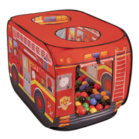 Play Tent Fire Engine For Kids Pop Up Toy Playhouse For Boys Girls Foldable Role With Roof Hole Carry Bag Ball Pit Compatible Sensory Gift Idea Easy Assembly Indoor Outdoor, red: black/yellow/blue/red/green, 100 balls