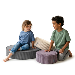 KiddyMoon 3-Piece Foam Elements for Kids Children's Room Accessory, fioletowy-beżowy-ciemnoszary