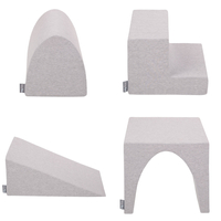 KiddyMoon Foam Playground for Kids with Quarter Angular Ballpit and Balls, lightgrey:white/grey/powderpink, Ballpit (200 Balls) + Version 3