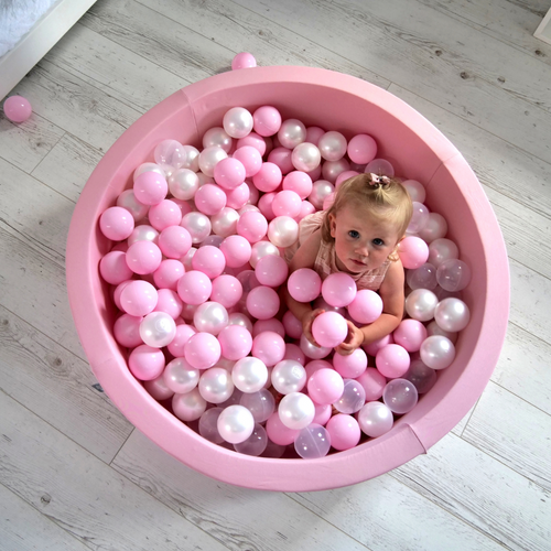 KiddyMoon Soft Plastic Play Balls ∅ 7cm/2.75in Multi-colour Made in EU, pastel beige/white/pearl, 200 Balls/7cm-2.75in