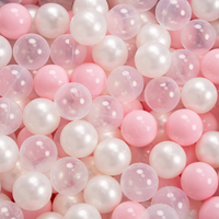 KiddyMoon Baby Foam Ball Pit with Balls ∅ 7cm / 2.75in Square Made in EU, light grey:light pink/pearl/transparent
