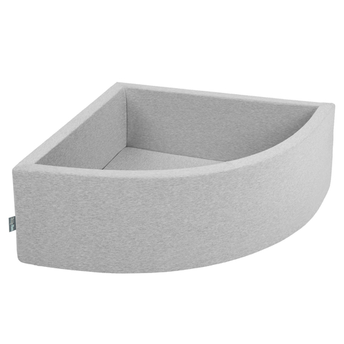 KiddyMoon Soft Ball Pit Quarter Angular ∅ 7cm / 2.75In for Kids, Foam Ball Pool Baby Playballs, Made In The EU, light grey, No balls