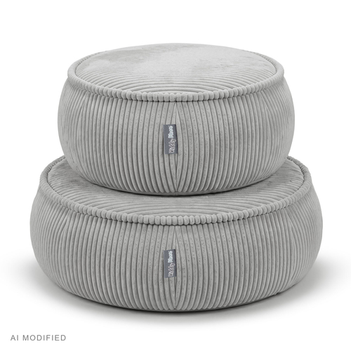 KiddyMoon Kids’ Foam Pouffe with Removable Cover, light grey, L
