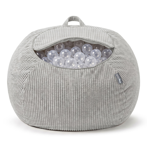KiddyMoon Bean Bag for Children 2-in-1 Storage for Toys 80x80x50cm, jasnoszary