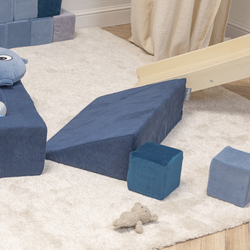KiddyMoon Children's Foam Wedge Perfect for Kids' Rooms Lightweight Versatile, and Comfortable Support for Play and Relaxation Soft Fabric Removable Cover, navy blue, Wedge