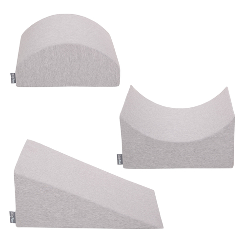 KiddyMoon Foam Playground for Kids Obstacle Course for Children Montessori Toy for Babies Soft Construction Blocks Element, Wedge/Ramp/Halfshaft, Certified Made in The EU, light grey, Multi-Size