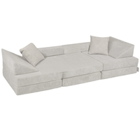 KiddyMoon Foam Sofa for Children Multifunctional Mattress Armchair Kids Foldable  Bed Folding Toddler Couch Chair for Playroom Bedroom Living Room, light grey, Sofa with 2 Pillows