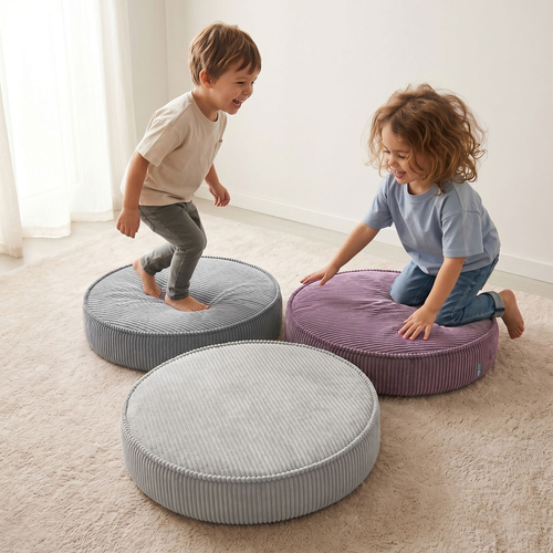 KiddyMoon 3-Piece Foam Elements for Kids Children's Room Accessory, dark grey-purple-light grey, Lx3