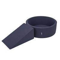 KiddyMoon Foam Playground for Kids with Round Ballpit ( ∅ 7cm/2.75In) Soft Obstacles Course and Ball Pool, Certified Made In The EU, darkblue:pearl/grey/transparent/babyblue/mint, Ballpit (200 Balls) + Wedge