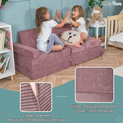 KiddyMoon Foam Sofa for Children Multifunctional Mattress Armchair Kids Foldable  Bed Folding Toddler Couch Chair for Playroom Bedroom Living Room, dark grey, Sofa