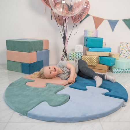 KiddyMoon soft foam puzzle set for children 4pcs, Desert Pink/Forest Green/Lagoon Turquoise/Ice Blue