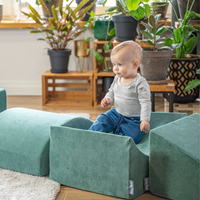 KiddyMoonFoam playground set VELVET - wedge L/hill/tunnel/steps PPZV-244, forest green, Multi-Size