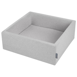 KiddyMoon Baby Foam Ball Pit with Balls ∅ 7cm / 2.75in Square Made in EU, Light Grey