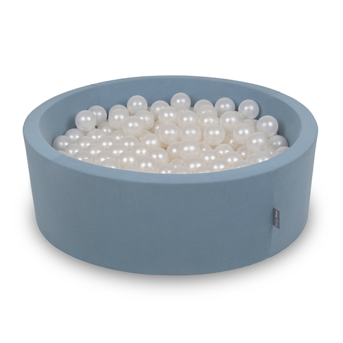 KiddyMoon Foam Ball Pit with Balls for Babies and Toddlers, Soft Sensory Play, Durable Removable Cover, Safe, blue: pearl, 90 x 30 cm / 300 Balls