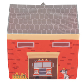 Playhouse Tent Set Fireman Fire Engine And Fire Station Indoor Outdoor Foldable Adventure Toy For Kids Boys Girls Group Activity Pretend Play, red: grey/yellow/red, 600 balls