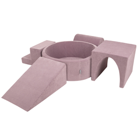 KiddyMoon Foam Playground For Kids Soft Textured Safe Blocks, purple: pastel blue/pastel yellow/white/mint/powder pink, Ballpit (200 Balls) + Version 3