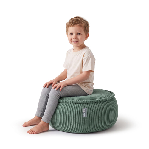 KiddyMoon Kids’ Foam Pouffe with Removable Cover, green, M